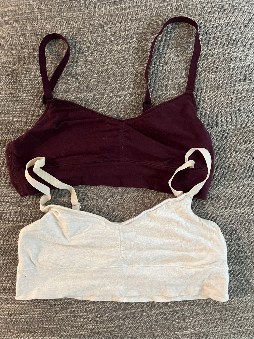 aerie Seamless Bralettes in Burgundy & Cream